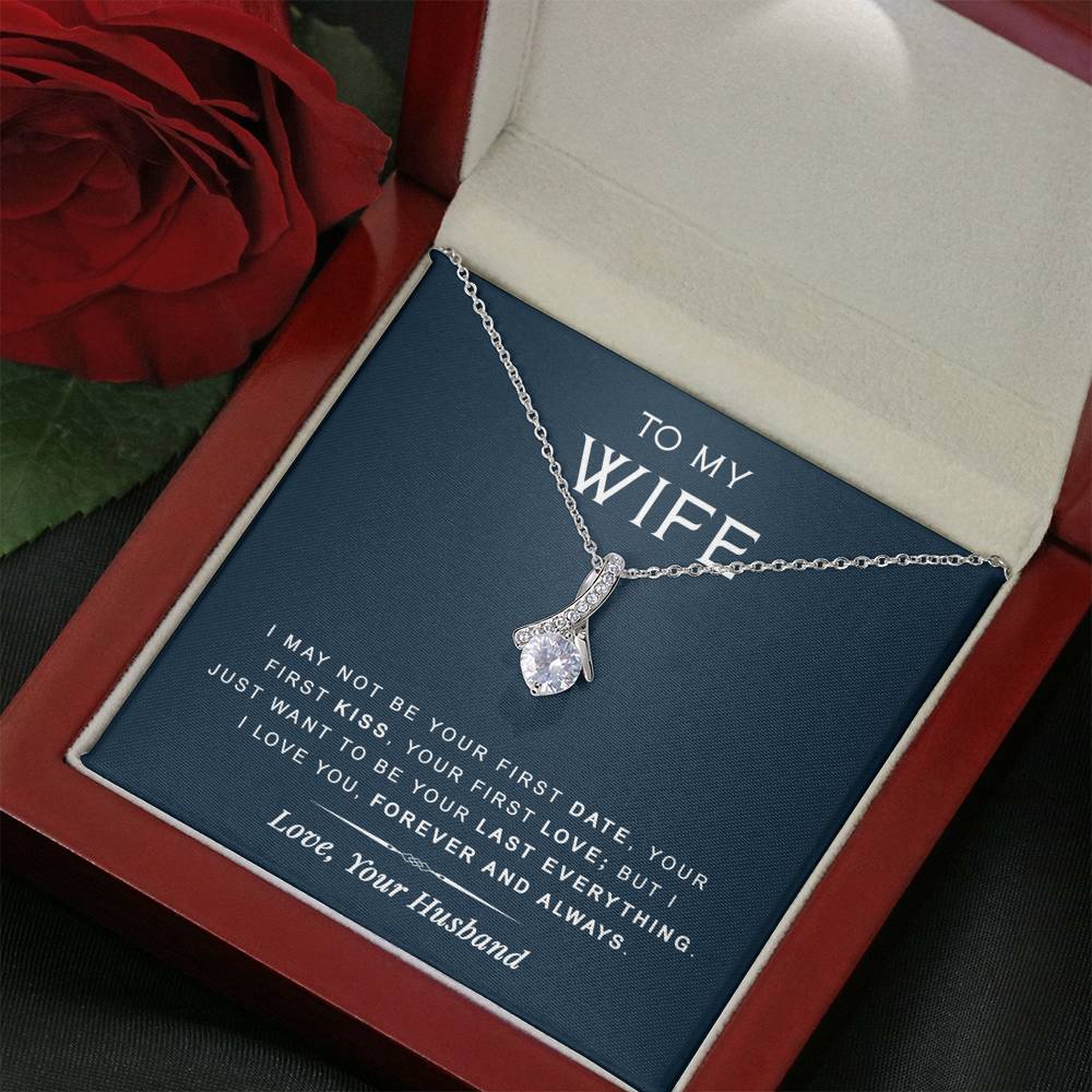 litzzy To My Wife - Last Everything - Gift For Birthday, Anniversary - Necklace Gift For Her, Wife, Girlfriend, Anniversary, Wedding, Valentine, Birthday with Message Card Jewelry   