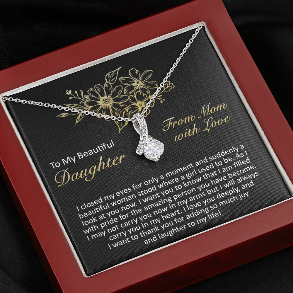 litzzy To My Beautiful Daughter - I Closed My Eyes - Alluring Beauty Necklace jewelry Mahogany Style Luxury Box  