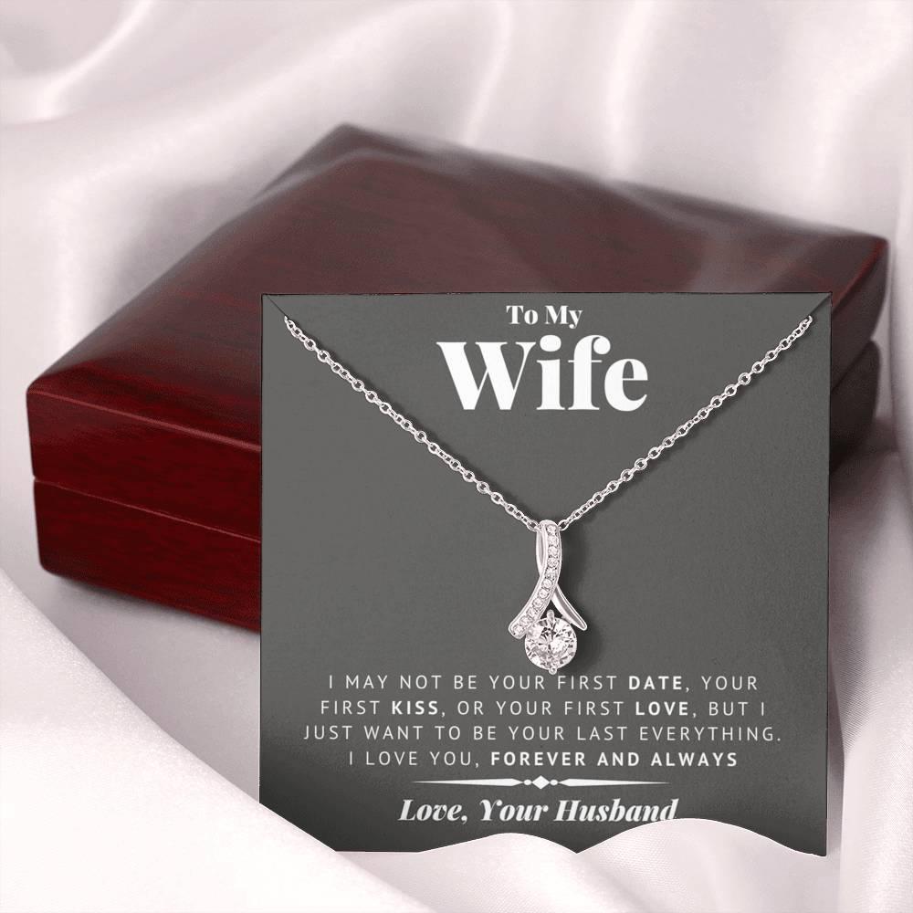 litzzy To My Wife - Last Everything Alluring Necklace - Necklace Gift For Her, Wife, Girlfriend, Anniversary, Wedding, Valentine, Birthday with Message Card Jewelry Mahogany Style Luxury Box  