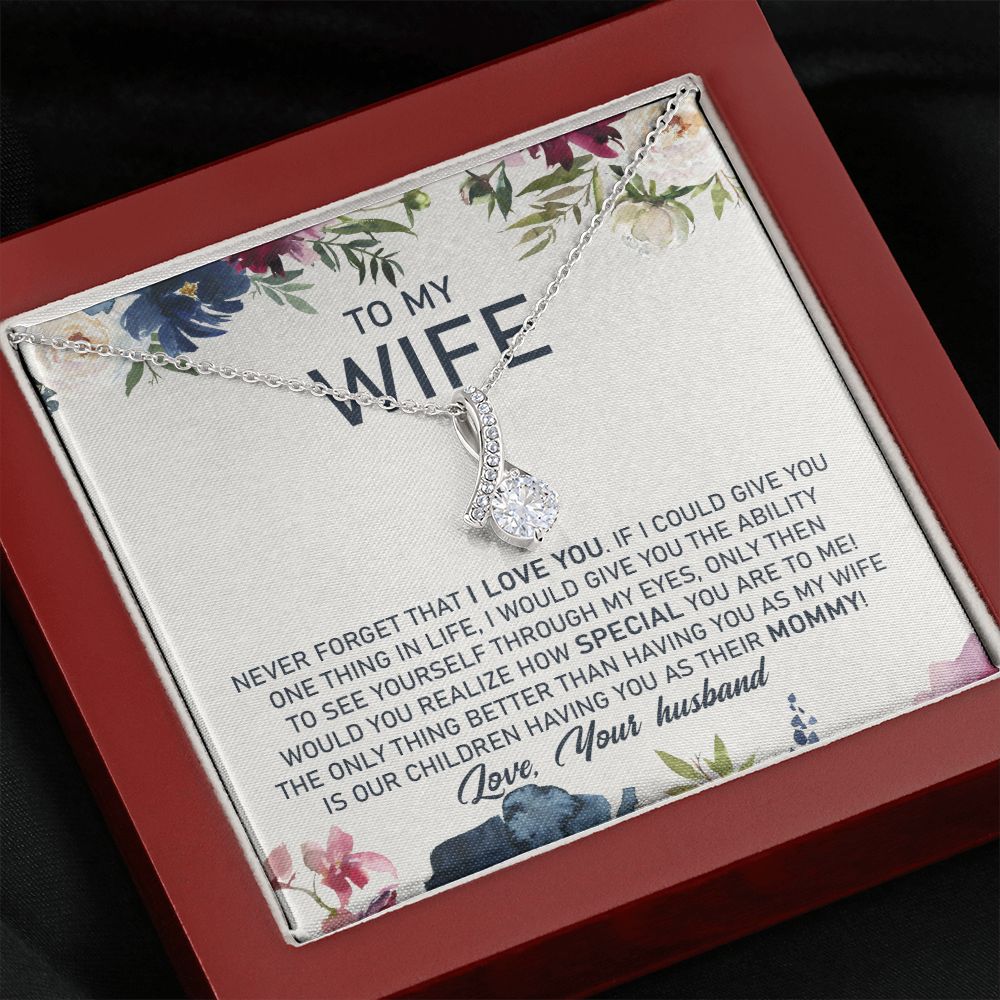 litzzy To My Wife, The Only Thing Better Than Having You As My Wife Is Our Children Having You As Their Mommy - Alluring Necklace - Necklace Gift For Her, Wife, Girlfriend, Anniversary, Wedding, Valentine, Birthday with Message Card Jewelry   