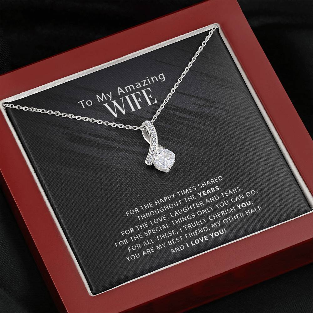 litzzy To My Amazing Wife - For The Happy Times Shared Throughout The Years - Alluring Necklace - To My Wife, Gift For Wife Jewelry Mahogany Style Luxury Box  