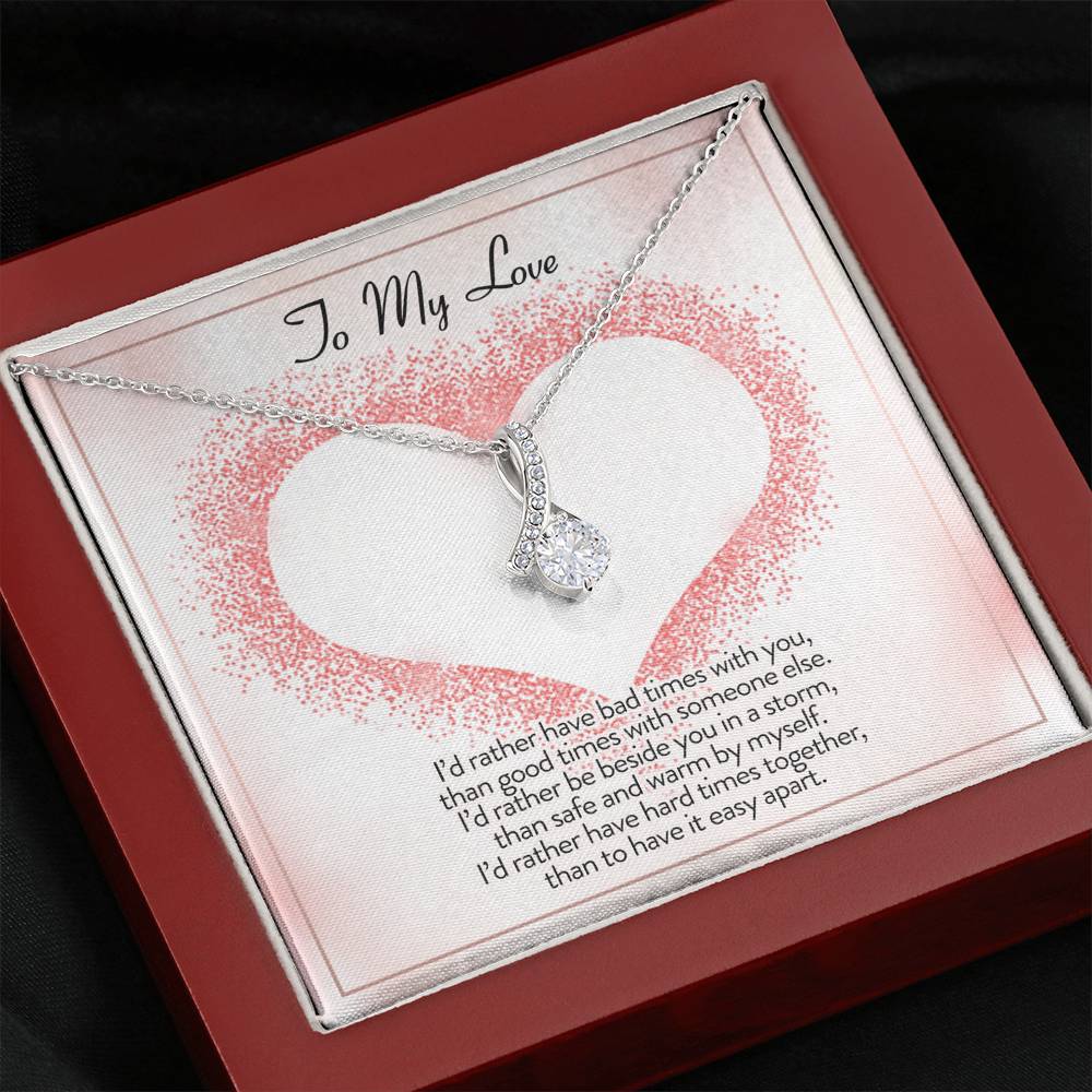 litzzy To My Love I'd Rather Be Alluring Beauty Necklace - Gifts For Wife Necklace Valentines Day Custom Made Romantic Gift For My Best Wife Ever Jewelry Mahogany Style Luxury Box  
