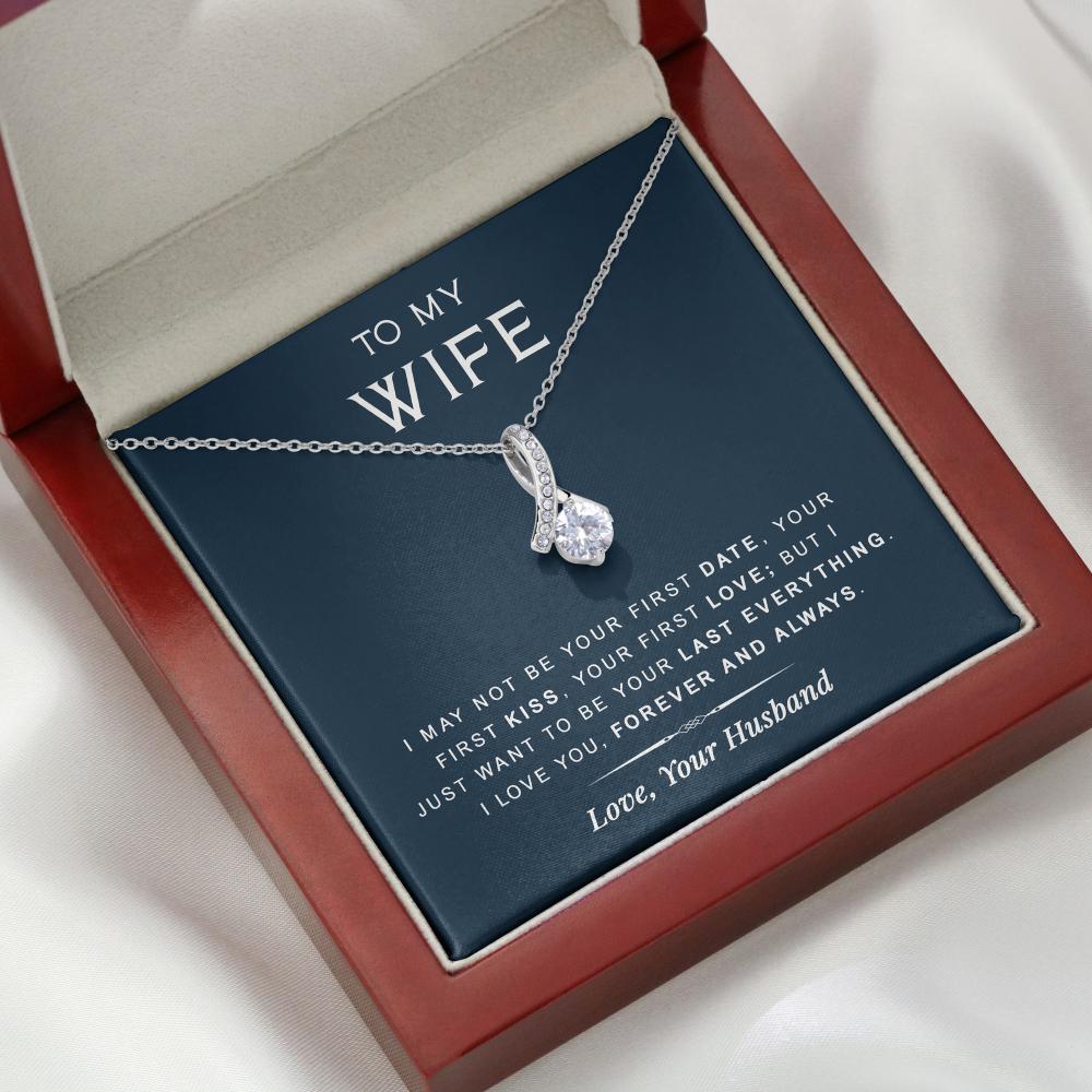 litzzy To My Wife - Last Everything - Gift For Birthday, Anniversary - Necklace Gift For Her, Wife, Girlfriend, Anniversary, Wedding, Valentine, Birthday with Message Card Jewelry Mahogany Style Luxury Box  