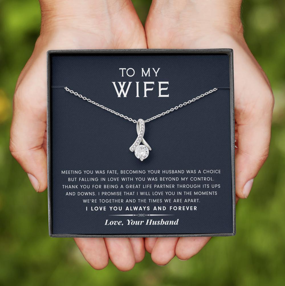 litzzy To My Wife - Great Life Partner - Alluring Beauty Necklace - Necklace Gift For Her, Wife, Girlfriend, Anniversary, Wedding, Valentine, Birthday with Message Card Jewelry   