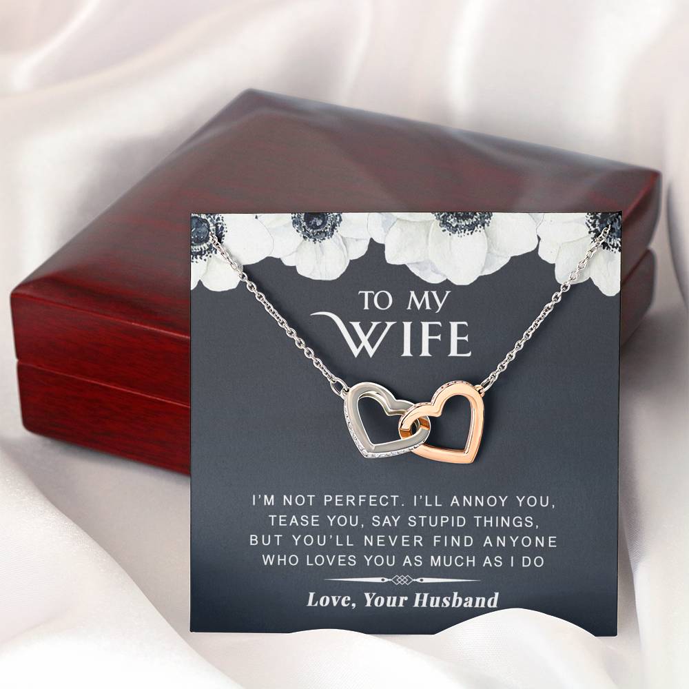 litzzy To my Wife - I’m Not Perfect - Gift For Valentine, Mother's Day, Birthday, Anniversary. - Necklace Gift For Her, Wife, Girlfriend, Anniversary, Wedding, Valentine, Birthday with Message Card Jewelry   