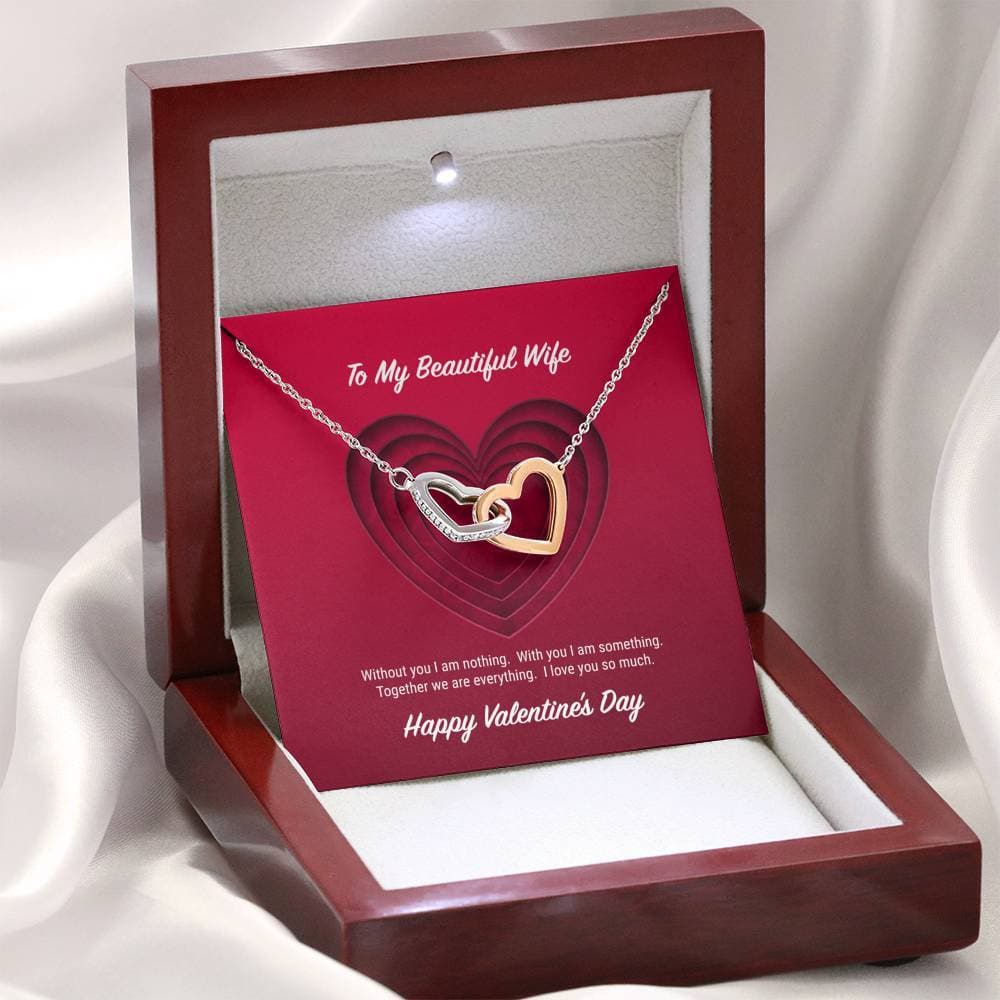 litzzy To My Beautiful Wife Valentine's Day Interlocking Hearts Necklace - Gifts For Wife Necklace Valentines Day Custom Made Romantic Gift For My Best Wife Ever Jewelry   