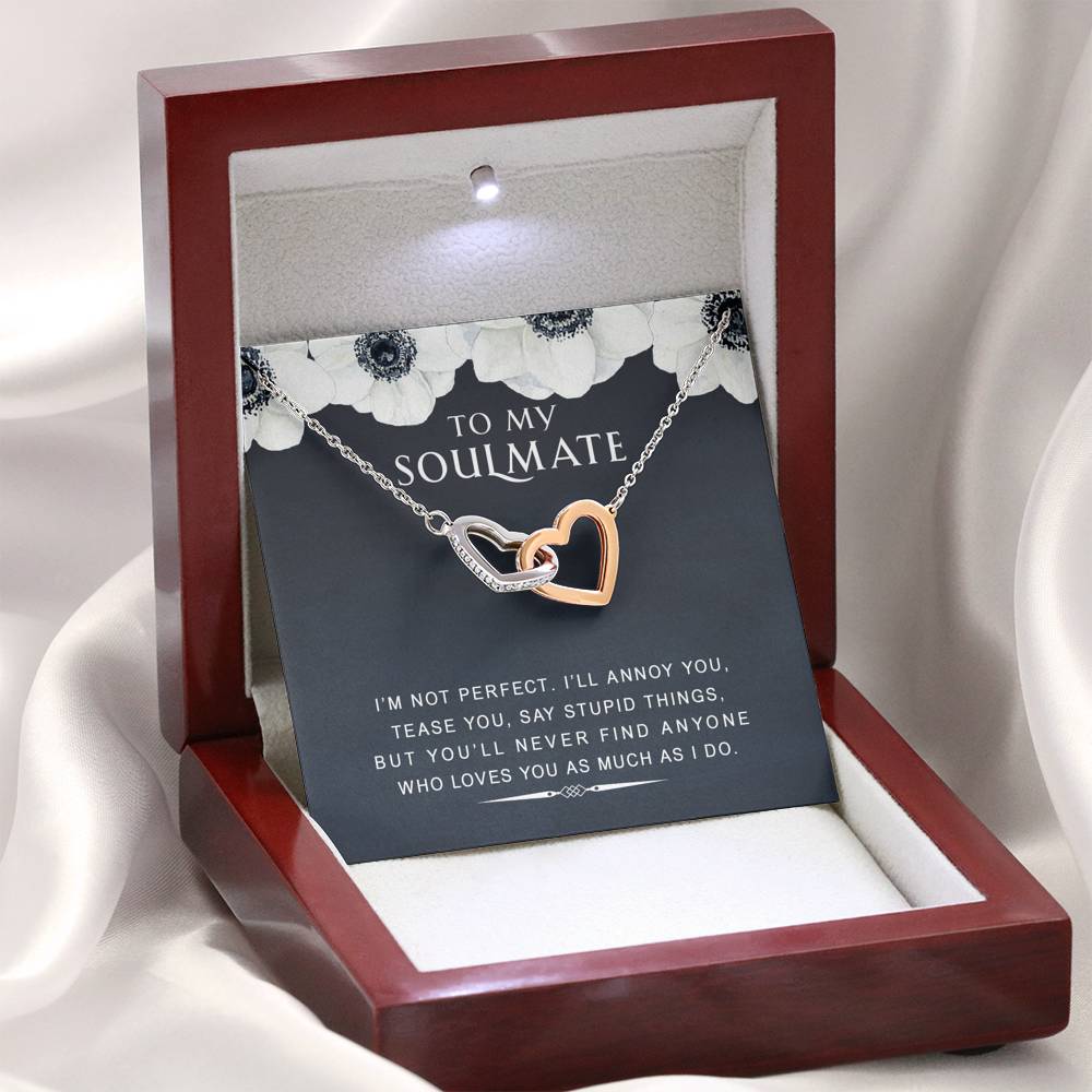 litzzy To my Soulmate - I’m Not Perfect - Gift For Valentine, Mother's Day, Birthday, Anniversary - Necklace Gift For Her, Wife, Girlfriend, Anniversary, Wedding, Valentine, Birthday with Message Card Jewelry Mahogany Style Luxury Box  