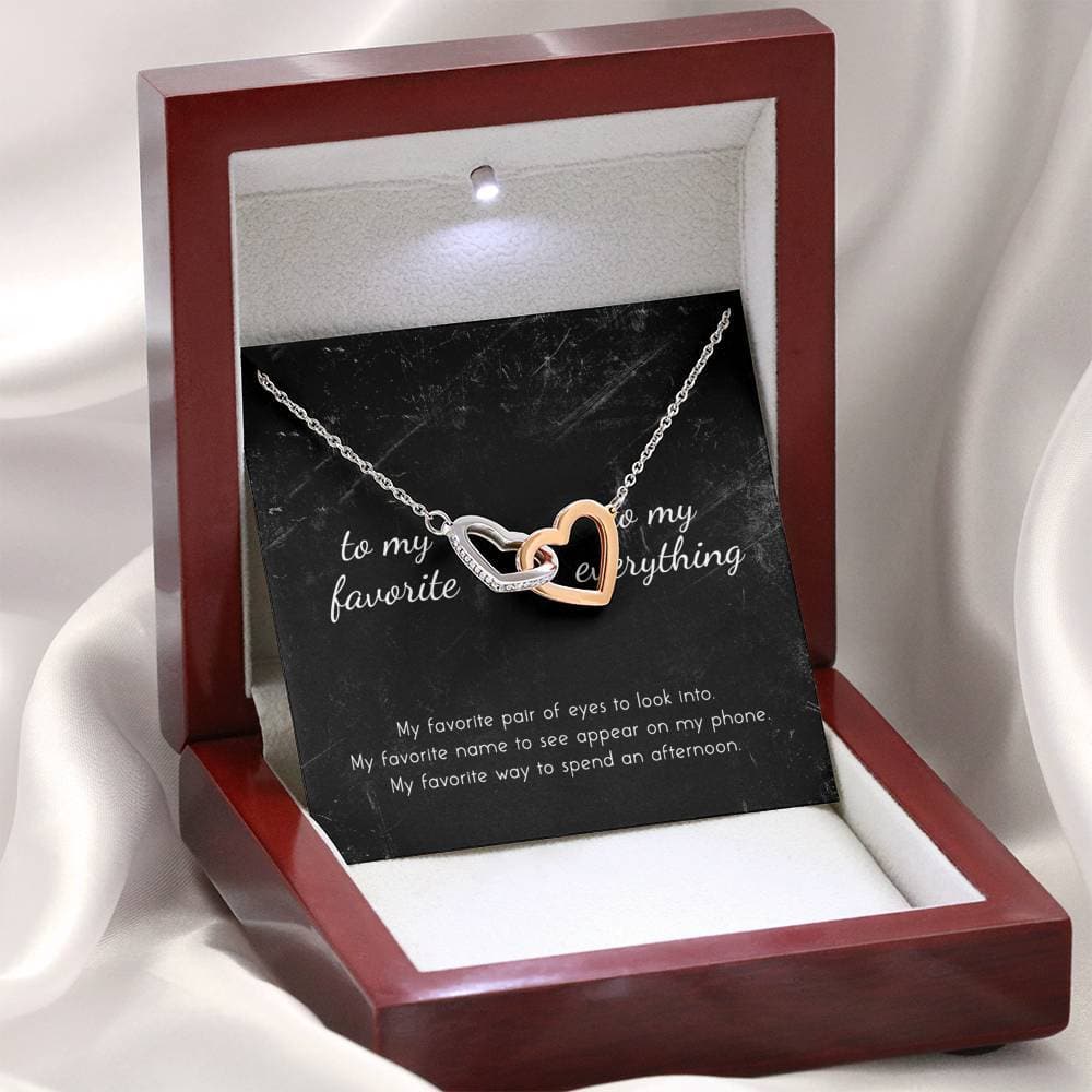 litzzy To My Favorite, To My Everything Interlocking Hearts Necklace - Gifts For Wife Necklace Valentines Day Custom Made Romantic Gift For My Best Wife Ever Jewelry   