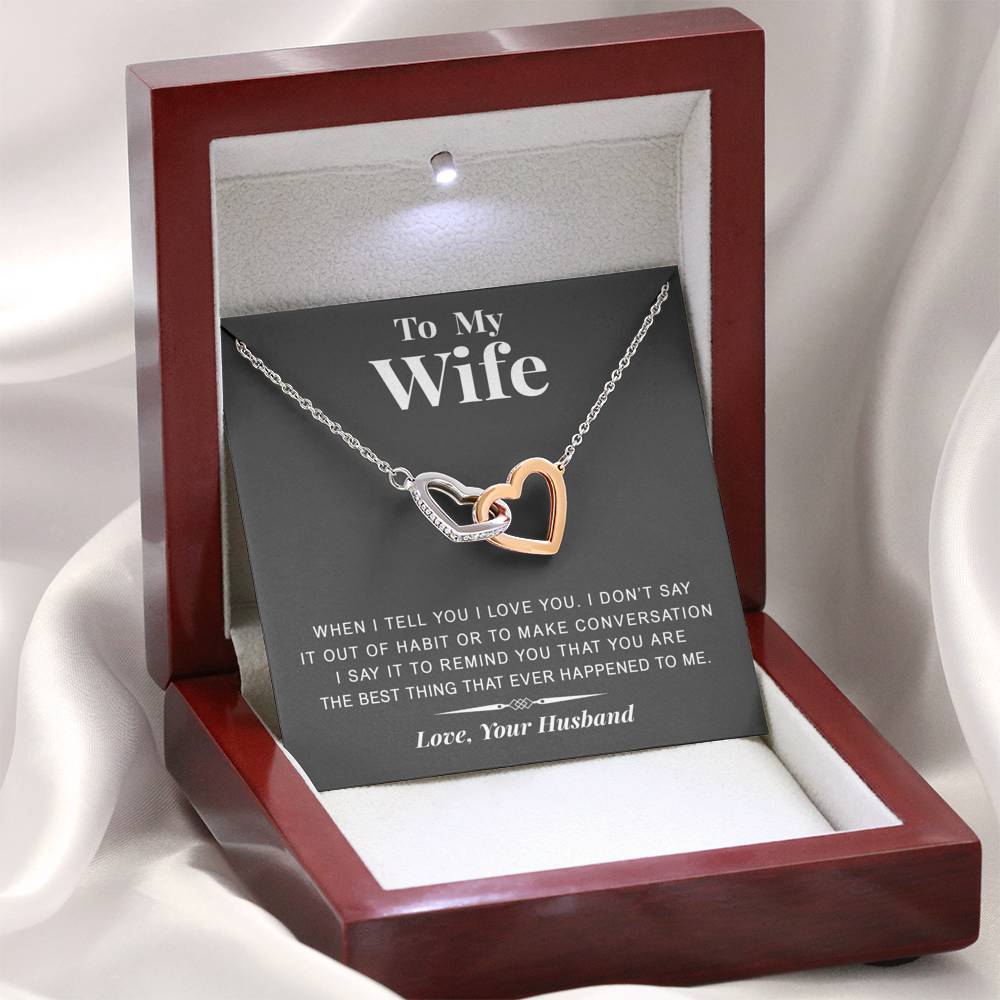 litzzy To my Wife - The best thing - Gift For Valentine, Birthday, Anniversary - Interlocking Heart Necklace - Necklace Gift For Her, Wife, Girlfriend, Anniversary, Wedding, Valentine, Birthday with Message Card Jewelry   