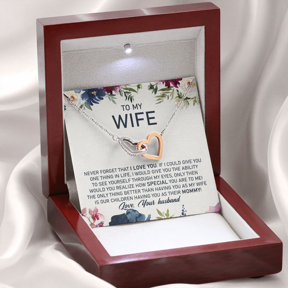 litzzy To My Wife, The Only Thing Better Than Having You As My Wife Is Our Children Having You As Their Mommy - Interlocking Heart Necklace - Necklace Gift For Her, Wife, Girlfriend, Anniversary, Wedding, Valentine, Birthday with Message Card Jewelry   