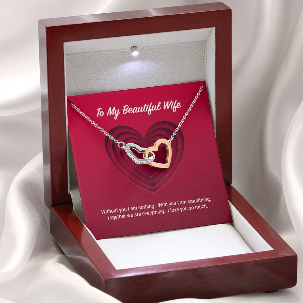 litzzy To My Beautiful Wife Interlocking Hearts Necklace - Gifts For Wife Necklace Valentines Day Custom Made Romantic Gift For My Best Wife Ever Jewelry   