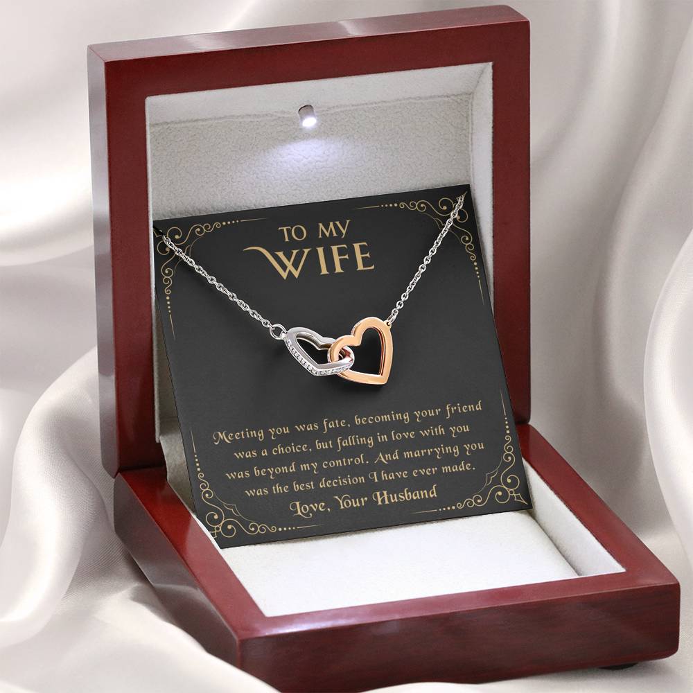 litzzy To My Wife - Meeting You Was Fate - Necklace Gift For Her, Wife, Girlfriend, Anniversary, Wedding, Valentine, Birthday with Message Card Jewelry   