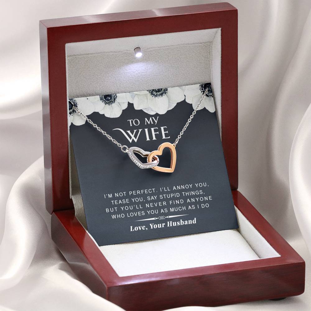 litzzy To my Wife - I’m Not Perfect - Gift For Valentine, Mother's Day, Birthday, Anniversary. - Necklace Gift For Her, Wife, Girlfriend, Anniversary, Wedding, Valentine, Birthday with Message Card Jewelry Mahogany Style Luxury Box  