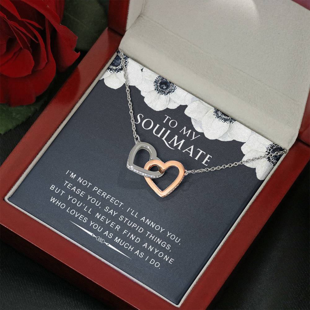 litzzy To my Soulmate - I’m Not Perfect - Gift For Valentine, Mother's Day, Birthday, Anniversary - Necklace Gift For Her, Wife, Girlfriend, Anniversary, Wedding, Valentine, Birthday with Message Card Jewelry   