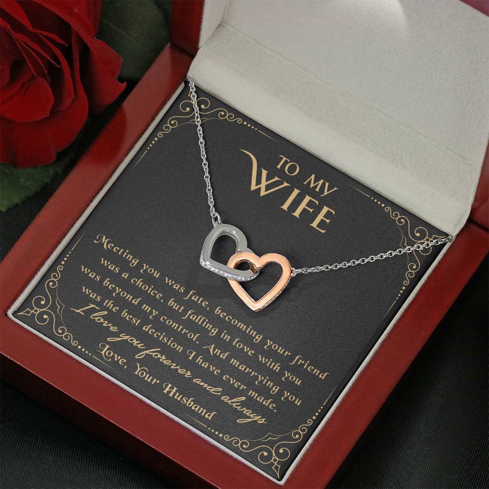 litzzy To My Wife - Meeting You Was Fate - Necklace Gift For Her, Wife, Girlfriend, Anniversary, Wedding, Valentine, Birthday with Message Card Jewelry   