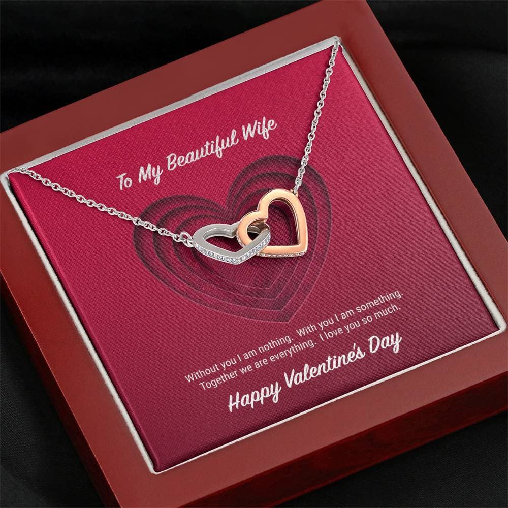 litzzy To My Beautiful Wife Valentine's Day Interlocking Hearts Necklace - Gifts For Wife Necklace Valentines Day Custom Made Romantic Gift For My Best Wife Ever Jewelry Mahogany Style Luxury Box  
