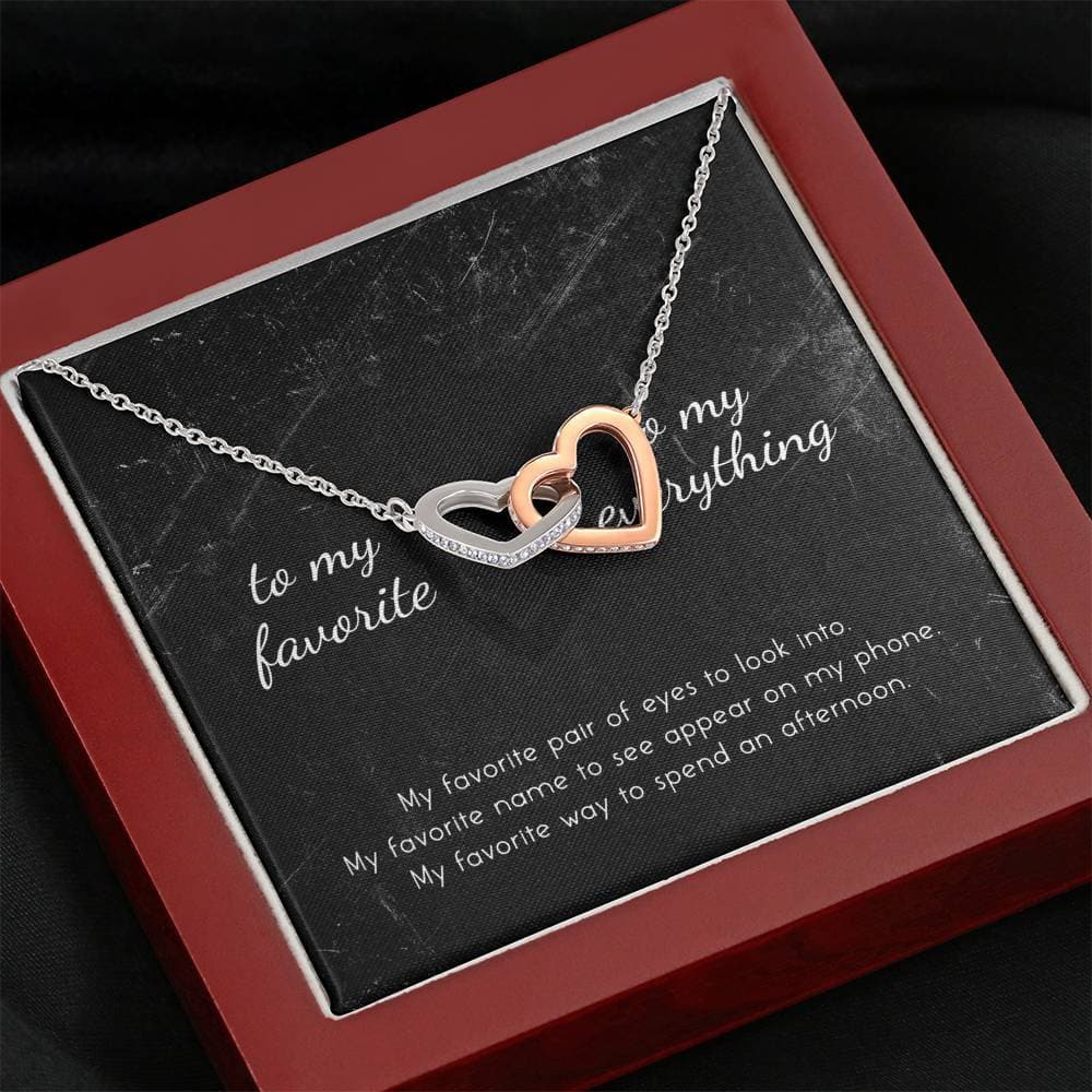 litzzy To My Favorite, To My Everything Interlocking Hearts Necklace - Gifts For Wife Necklace Valentines Day Custom Made Romantic Gift For My Best Wife Ever Jewelry Mahogany Style Luxury Box  