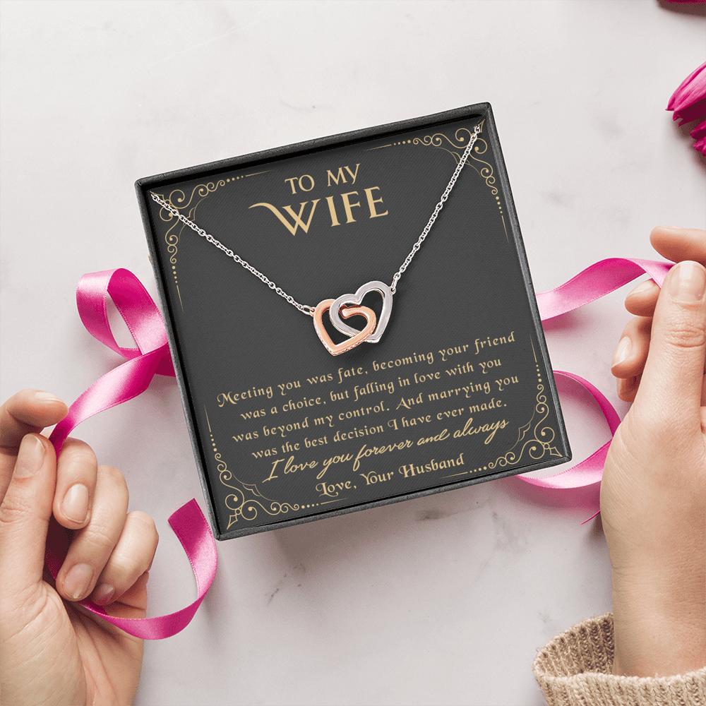 litzzy To My Wife - Meeting You Was Fate - Necklace Gift For Her, Wife, Girlfriend, Anniversary, Wedding, Valentine, Birthday with Message Card Jewelry   