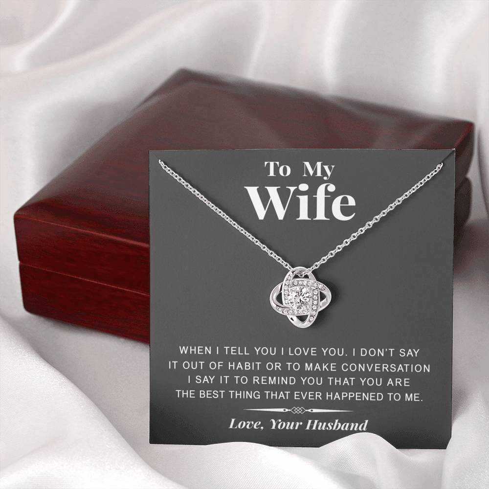 litzzy To my Wife - The best thing - Gift For Valentine, Birthday, Anniversary - Necklace Gift For Her, Wife, Girlfriend, Anniversary, Wedding, Valentine, Birthday with Message Card Jewelry Mahogany Style Luxury Box  