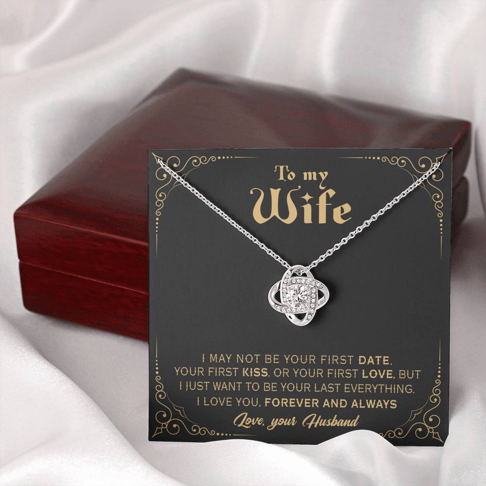 litzzy To My Wife - Last Everything - Love Knot Necklace - Necklace Gift For Her, Wife, Girlfriend, Anniversary, Wedding, Valentine, Birthday with Message Card Jewelry   