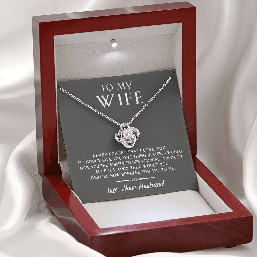litzzy To My Wife - Never Forget That I Love You - Mother's Day, Anniversary, Birthday Gift - Necklace Gift For Her, Wife, Girlfriend, Anniversary, Wedding, Valentine, Birthday with Message Card Jewelry Mahogany Style Luxury Box  