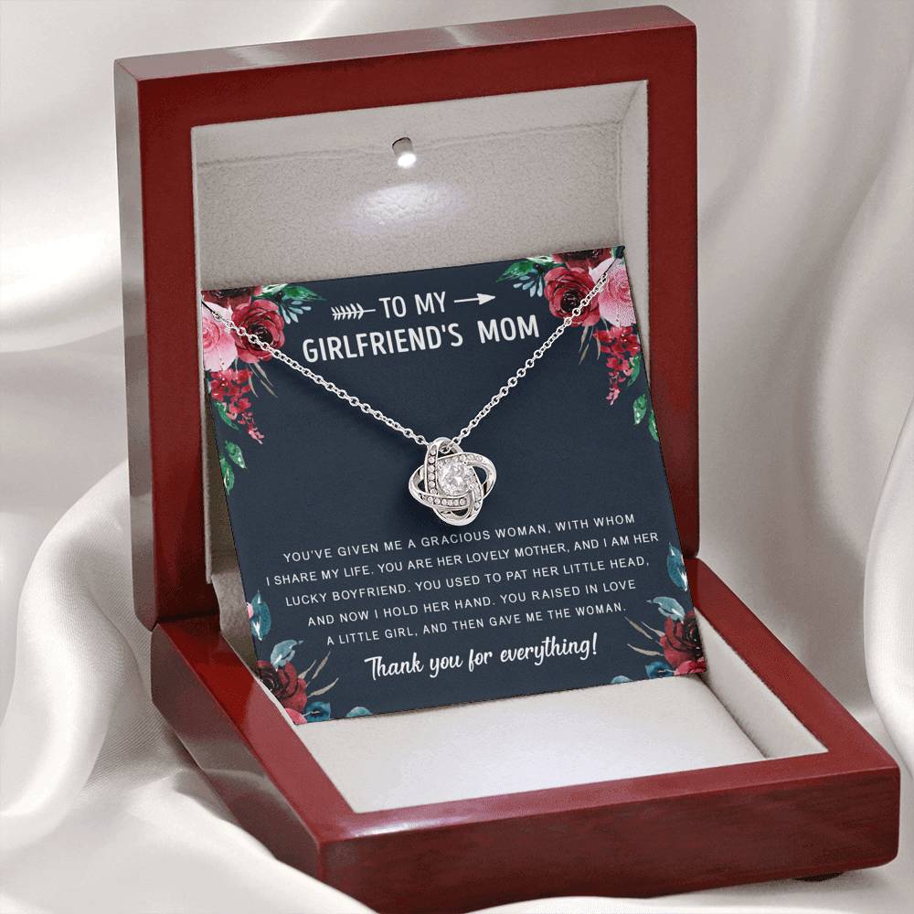 litzzy To My Girlfriend's Mom - Gift For Mother's Day, Birthday, Anniversary - Love Knot - Necklace Gift For Her, Wife, Girlfriend, Anniversary, Wedding, Valentine, Birthday with Message Card Jewelry   