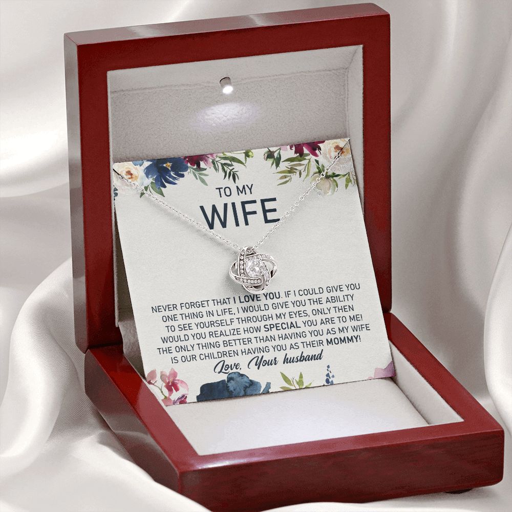 litzzy To My Wife, The Only Thing Better Than Having You As My Wife Is Our Children Having You As Their Mommy - Love Knot - Necklace Gift For Her, Wife, Girlfriend, Anniversary, Wedding, Valentine, Birthday with Message Card Jewelry   