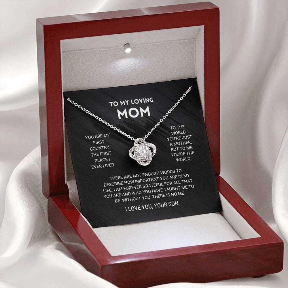litzzy Mom - You're The World - Love Knot Necklace From Son - Litzzy Mother's Day Gifts Necklace Jewelry   