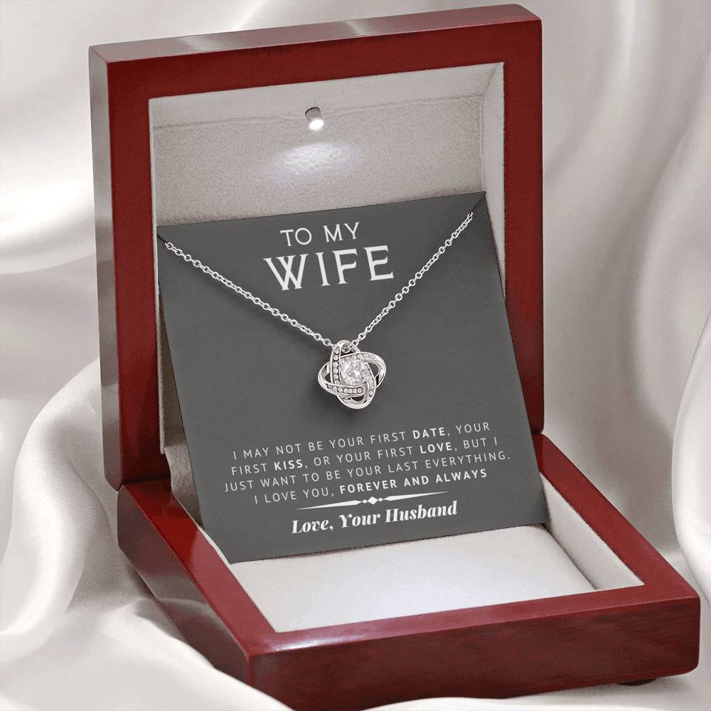 litzzy To My Wife - Last Everything - Gift For Valentine, Birthday, Anniversary - Love Knot - Necklace Gift For Her, Wife, Girlfriend, Anniversary, Wedding, Valentine, Birthday with Message Card Jewelry   