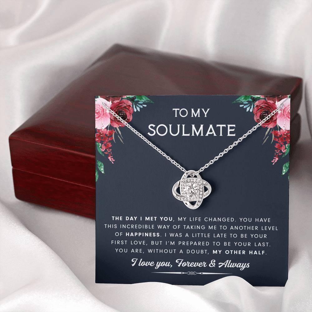 litzzy To My Soulmate - My Other Half - Gift For Valentine, Birthday, Anniversary - Necklace Gift For Her, Wife, Girlfriend, Anniversary, Wedding, Valentine, Birthday with Message Card Jewelry Mahogany Style Luxury Box  