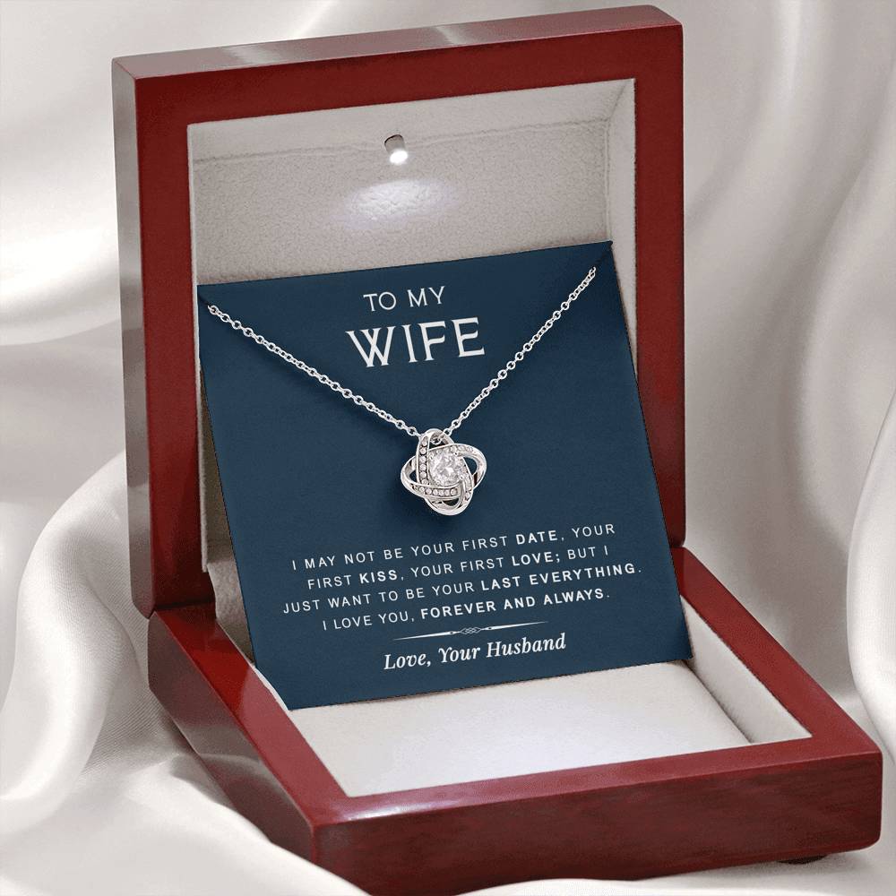 litzzy To My Wife - Last Everything - Gift For Birthday, Anniversary - Love Knot - Necklace Gift For Her, Wife, Girlfriend, Anniversary, Wedding, Valentine, Birthday with Message Card Jewelry   