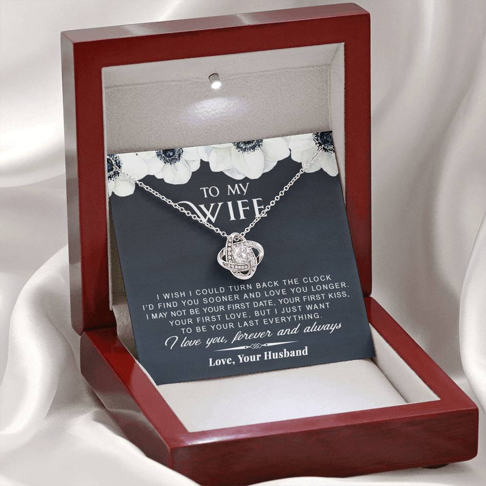 litzzy To My Wife - Turn Back The Clock - Gift For Valentine, Mother's Day, Birthday, Anniversary - Love Knot - Necklace Gift For Her, Wife, Girlfriend, Anniversary, Wedding, Valentine, Birthday with Message Card Jewelry   