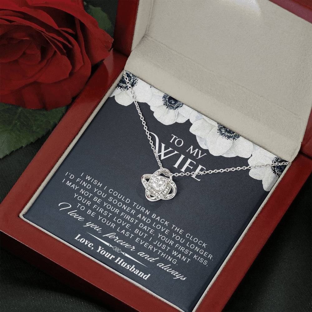 litzzy To My Wife - Turn Back The Clock - Gift For Valentine, Mother's Day, Birthday, Anniversary - Love Knot - Necklace Gift For Her, Wife, Girlfriend, Anniversary, Wedding, Valentine, Birthday with Message Card Jewelry Mahogany Style Luxury Box  