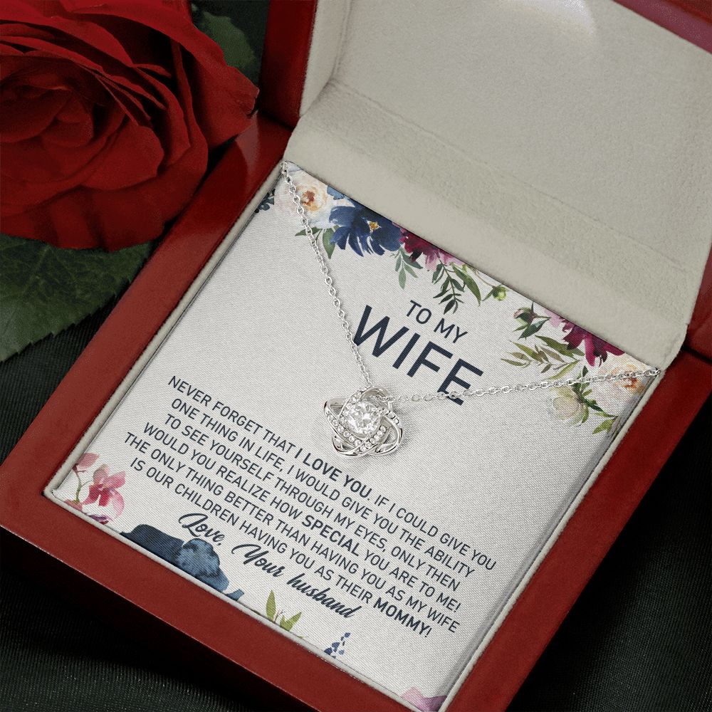 litzzy To My Wife, The Only Thing Better Than Having You As My Wife Is Our Children Having You As Their Mommy - Love Knot - Necklace Gift For Her, Wife, Girlfriend, Anniversary, Wedding, Valentine, Birthday with Message Card Jewelry Mahogany Style Luxury Box  