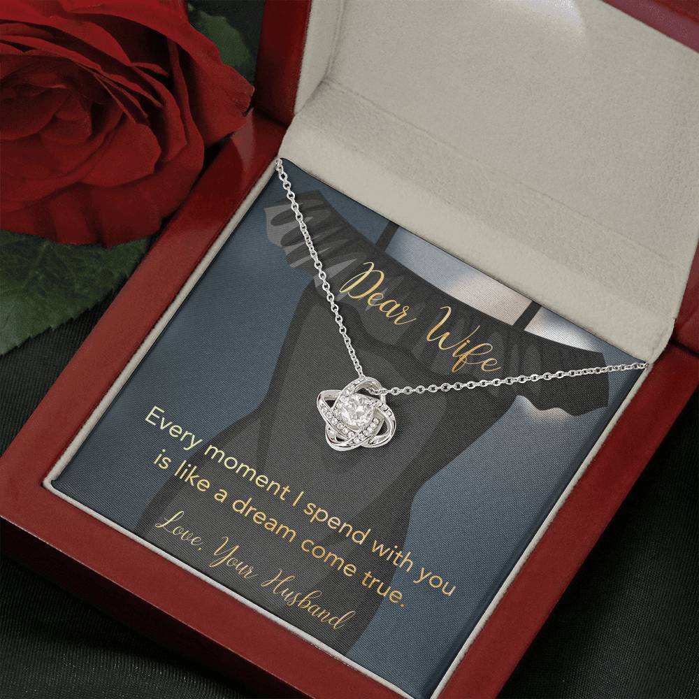 litzzy Dear Wife Every Moment Love Knot Necklace - Gifts For Wife Necklace Valentines Day Custom Made Romantic Gift For My Best Wife Ever  Mahogany Style Luxury Box  
