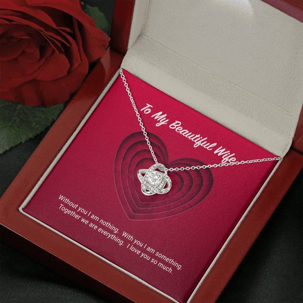 litzzy To My Beautiful Wife Love Knot Necklace - Gifts For Wife Necklace Valentines Day Custom Made Romantic Gift For My Best Wife Ever  Mahogany Style Luxury Box  