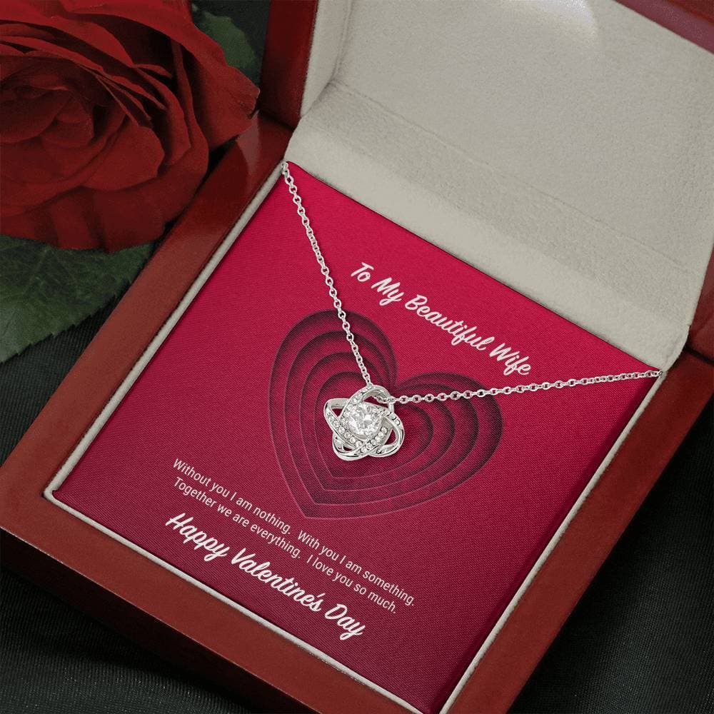 litzzy To My Beautiful Wife Valentine's Day Love Knot Necklace - Gifts For Wife Necklace Valentines Day Custom Made Romantic Gift For My Best Wife Ever  Mahogany Style Luxury Box  