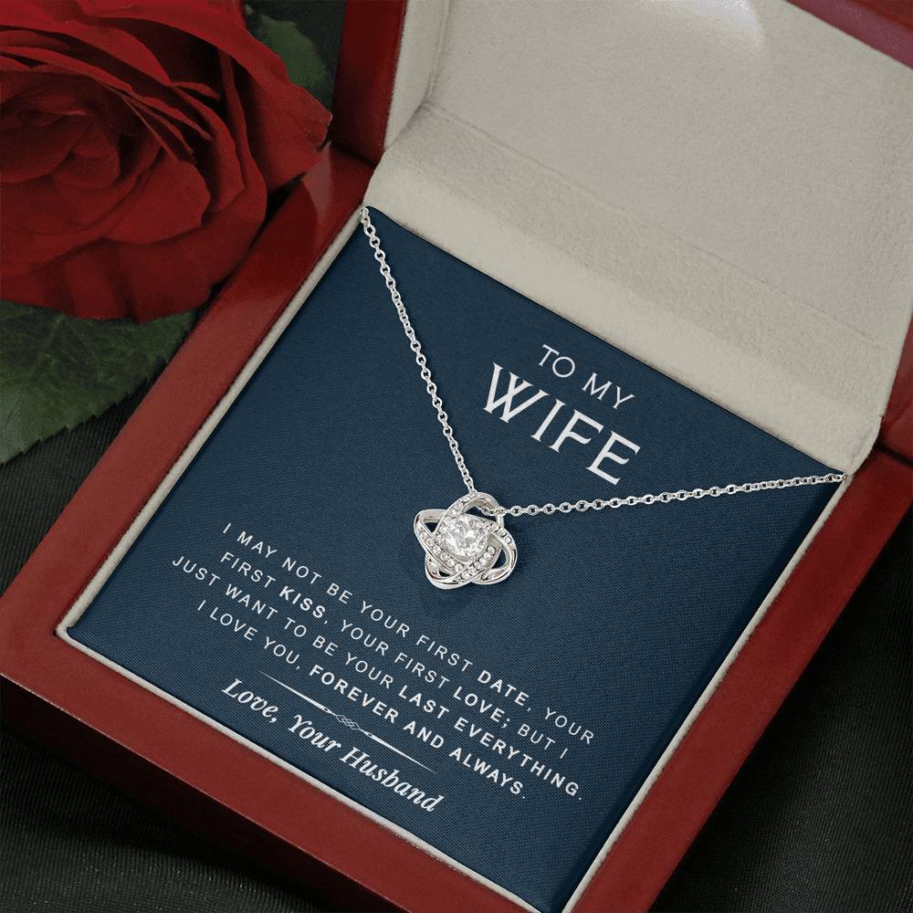 litzzy To My Wife - Last Everything - Gift For Birthday, Anniversary - Love Knot - Necklace Gift For Her, Wife, Girlfriend, Anniversary, Wedding, Valentine, Birthday with Message Card Jewelry Mahogany Style Luxury Box  
