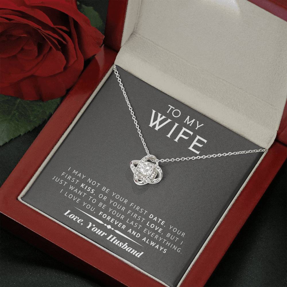 litzzy To My Wife - Last Everything - Gift For Valentine, Birthday, Anniversary - Love Knot - Necklace Gift For Her, Wife, Girlfriend, Anniversary, Wedding, Valentine, Birthday with Message Card Jewelry Mahogany Style Luxury Box  