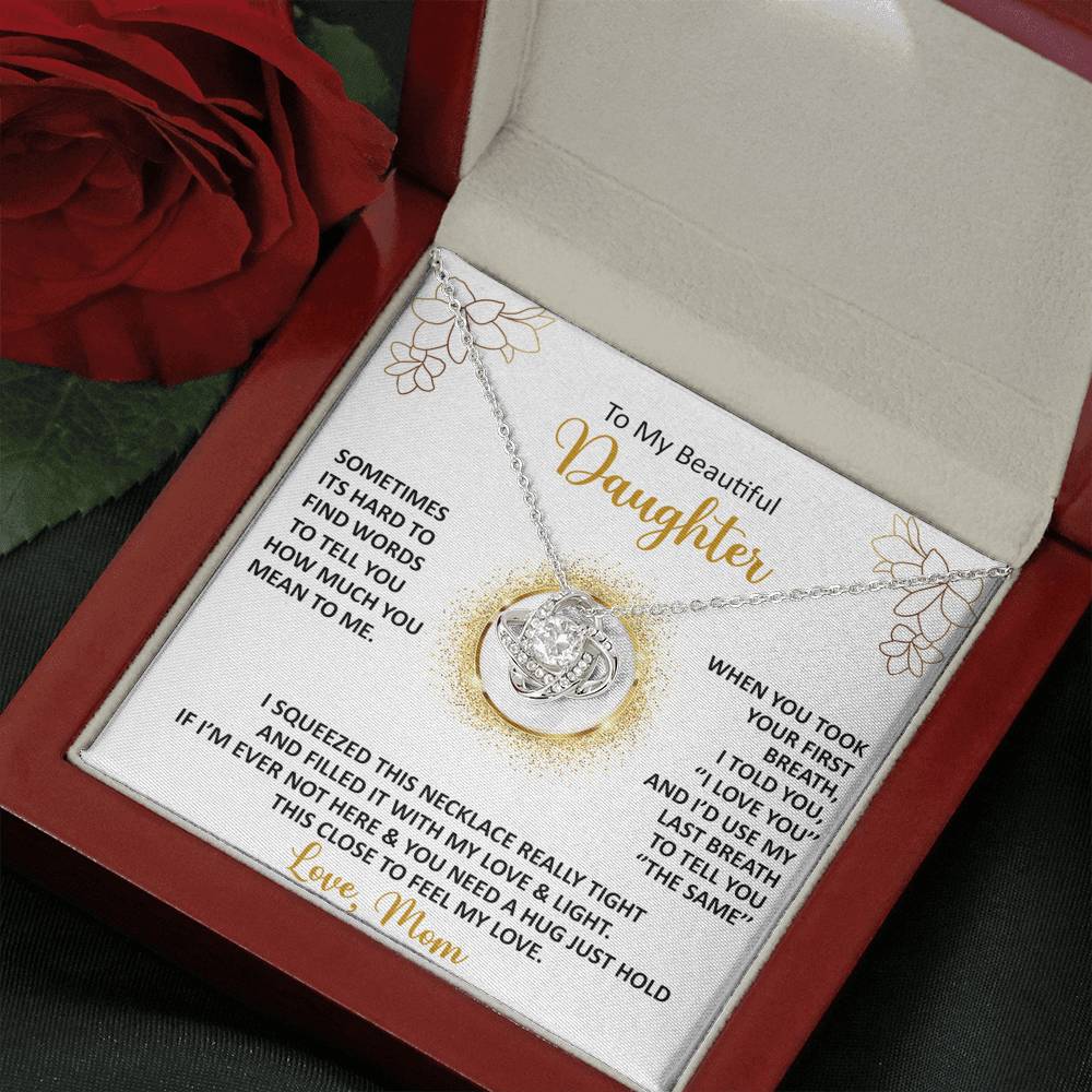 litzzy To My Beautiful Daughter - Sometimes It's Hard To Find The Words - Love Knot Necklace jewelry   