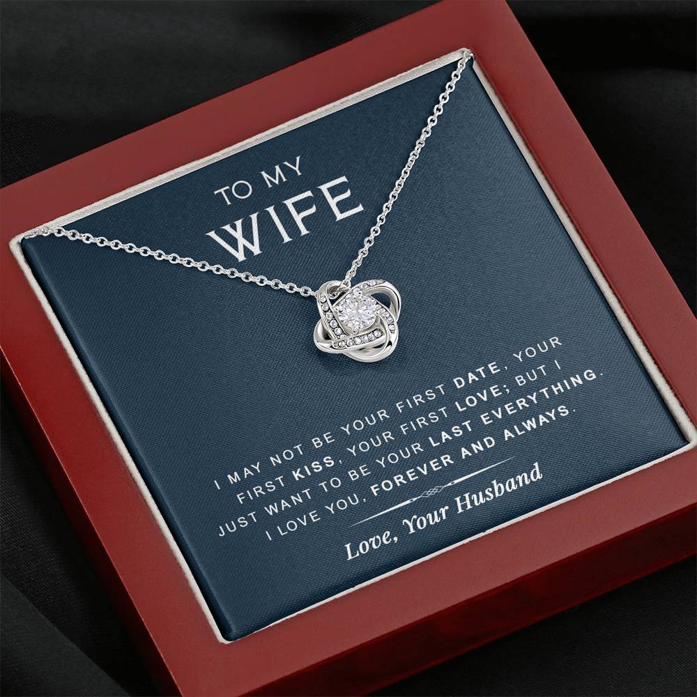 litzzy To My Wife - Last Everything - Gift For Birthday, Anniversary - Love Knot - Necklace Gift For Her, Wife, Girlfriend, Anniversary, Wedding, Valentine, Birthday with Message Card Jewelry   