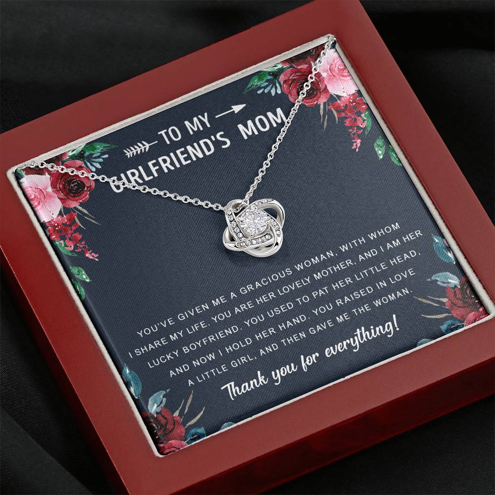 litzzy To My Girlfriend's Mom - Gift For Mother's Day, Birthday, Anniversary - Love Knot - Necklace Gift For Her, Wife, Girlfriend, Anniversary, Wedding, Valentine, Birthday with Message Card Jewelry   