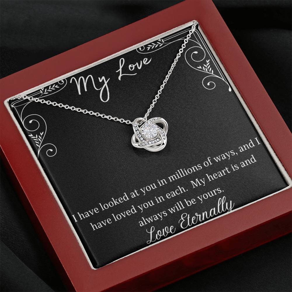 litzzy To My Girlfriend - My Love Knot Necklace - Gift for Girlfriend, Gift for Wife Jewelry Mahogany Style Luxury Box  