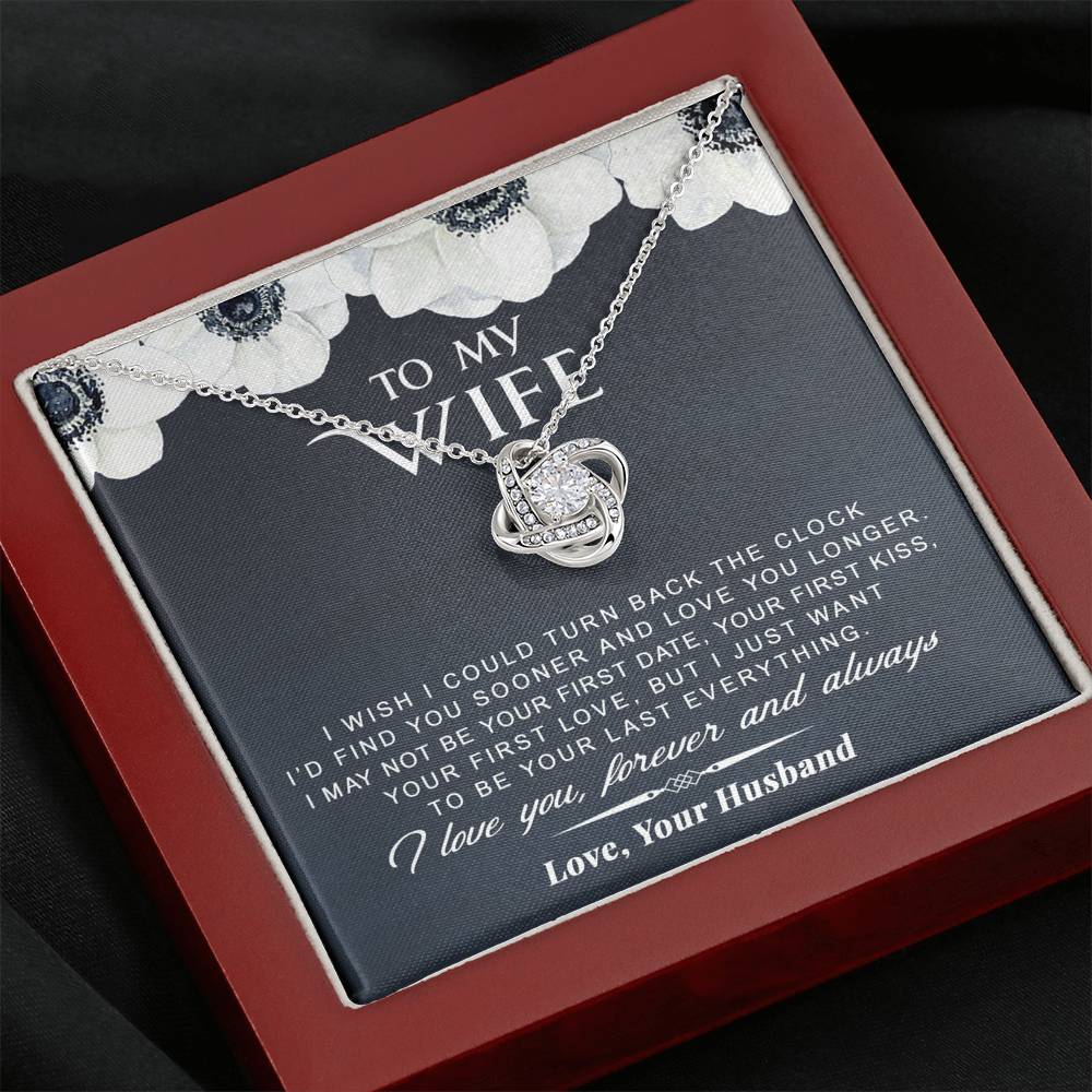 litzzy To My Wife - Turn Back The Clock - Gift For Valentine, Mother's Day, Birthday, Anniversary - Love Knot - Necklace Gift For Her, Wife, Girlfriend, Anniversary, Wedding, Valentine, Birthday with Message Card Jewelry   