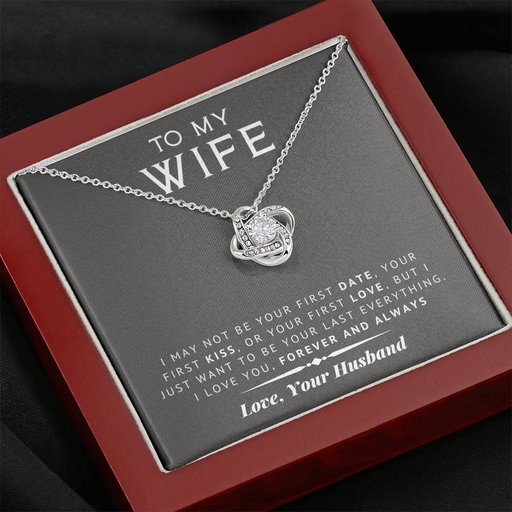 litzzy To My Wife - Last Everything - Gift For Valentine, Birthday, Anniversary - Love Knot - Necklace Gift For Her, Wife, Girlfriend, Anniversary, Wedding, Valentine, Birthday with Message Card Jewelry   