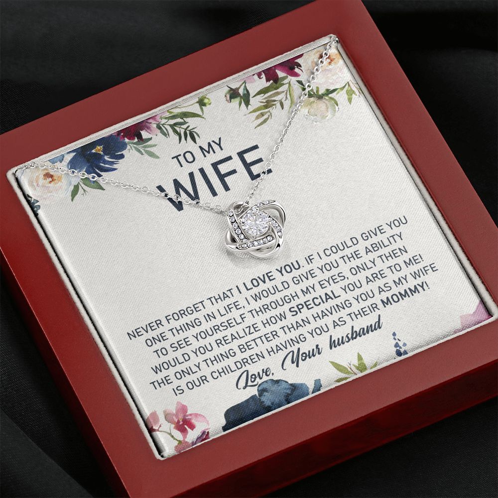 litzzy To My Wife, The Only Thing Better Than Having You As My Wife Is Our Children Having You As Their Mommy - Love Knot - Necklace Gift For Her, Wife, Girlfriend, Anniversary, Wedding, Valentine, Birthday with Message Card Jewelry   