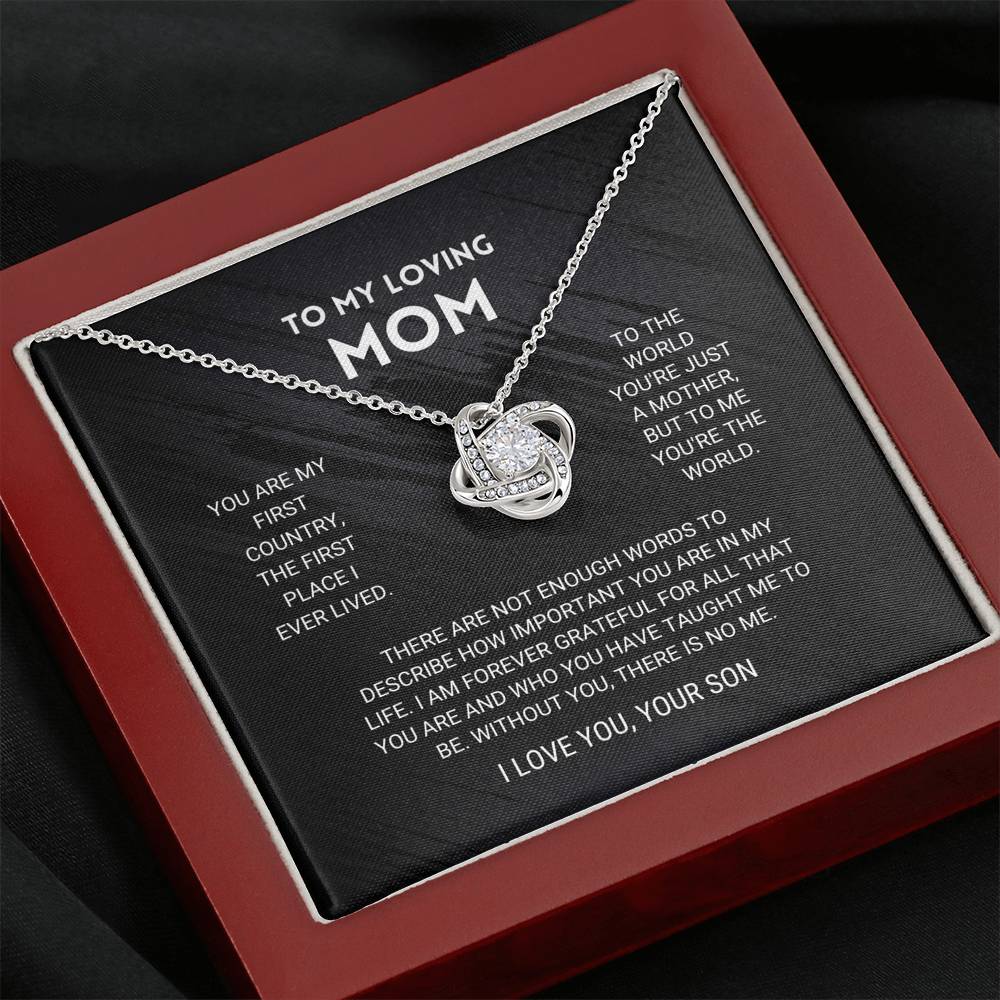 litzzy Mom - You're The World - Love Knot Necklace From Son - Litzzy Mother's Day Gifts Necklace Jewelry   