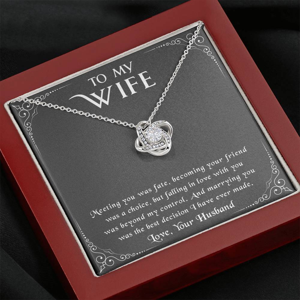 litzzy To my Wife - Meeting you was fate - Love Knot - Necklace Gift For Her, Wife, Girlfriend, Anniversary, Wedding, Valentine, Birthday with Message Card Jewelry   