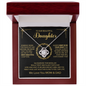 litzzy To Our Beautiful Daughter - Always Keep Us In Your Heart - Love Knot Necklace jewelry Mahogany Style Luxury Box (w/LED)  