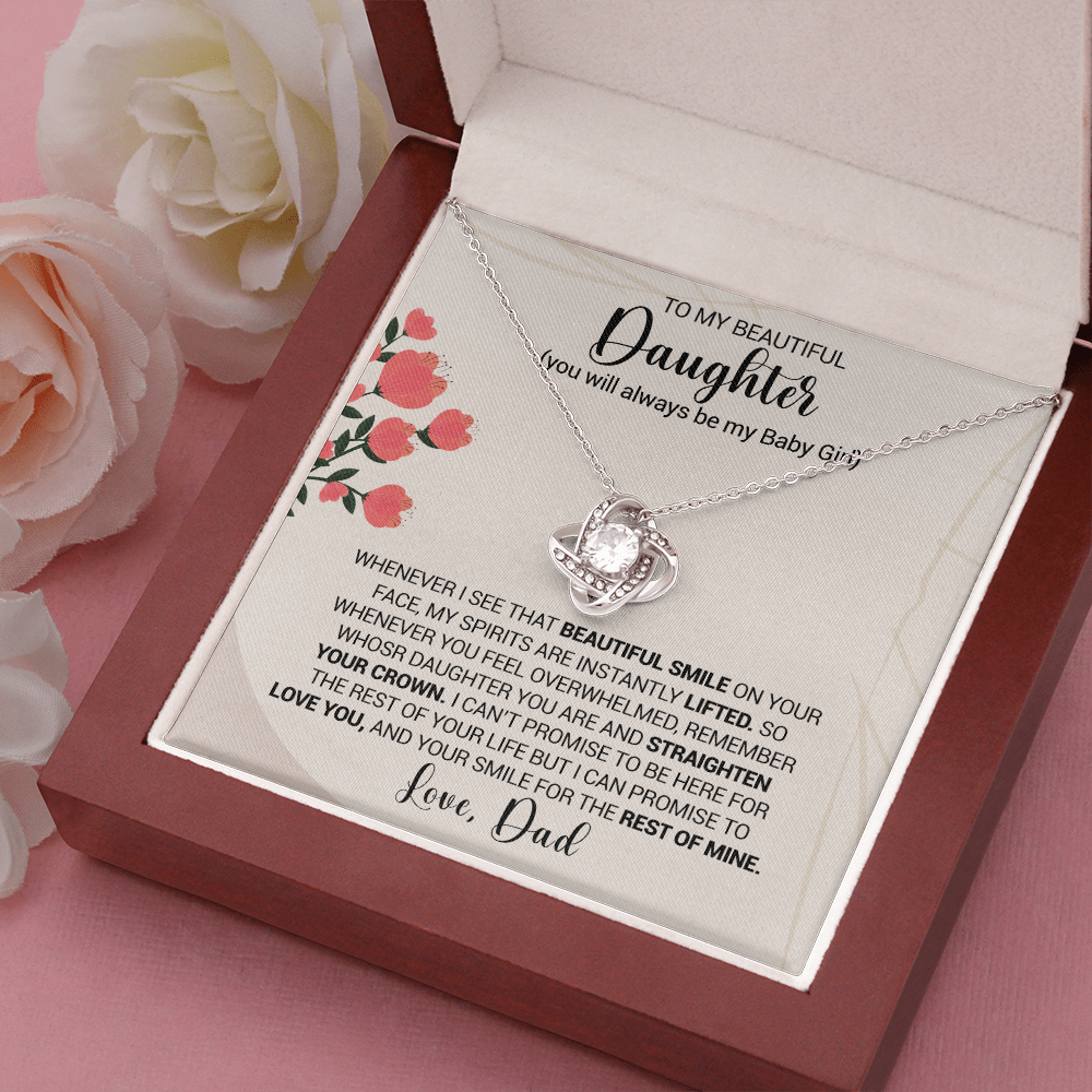 litzzy To My Beautiful Daughter - Whenever I see That Beautiful Smile - Love Knot Necklace jewelry   